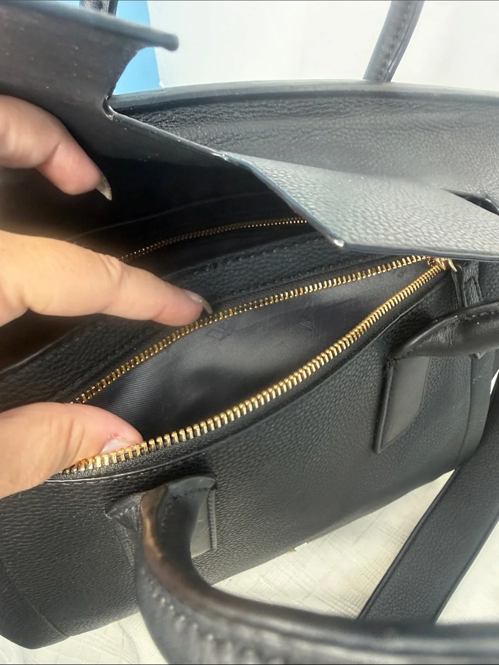 Black Leather Top-Handle Satchel with Detachable Strap